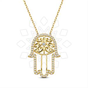 925 Sterling Silver Hamsa Hand Pendant Necklace