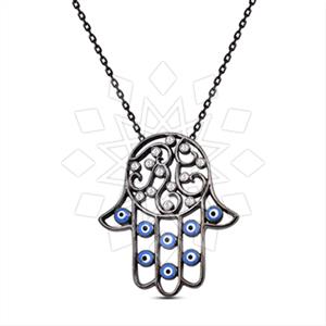 925 Sterling Silver Hamsa Hand Pendant Necklace