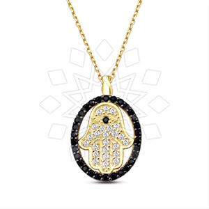925 Sterling Silver Hamsa Hand Pendant Necklace