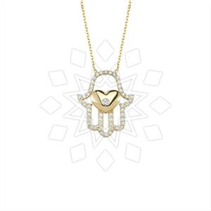 925 Sterling Silver Hamsa Hand Pendant Necklace