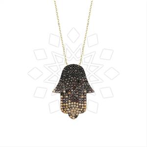 925 Sterling Silver Hamsa Hand Pendant Necklace