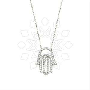925 Sterling Silver Hamsa Hand Pendant Necklace