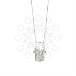 925 Sterling Silver Hamsa Hand Pendant Necklace
