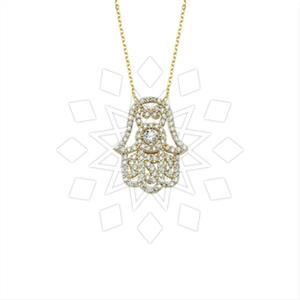 925 Sterling Silver Hamsa Hand Pendant Necklace