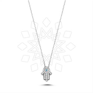925 Sterling Silver Hamsa Hand Pendant Necklace