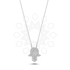 925 Sterling Silver Hamsa Hand Pendant Necklace