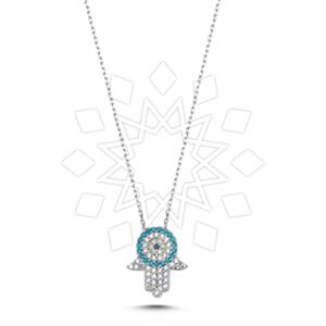 925 Sterling Silver Hamsa Hand Pendant Necklace