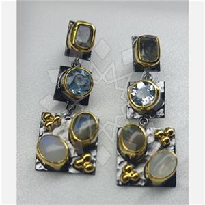 925 Sterling Silver Handmade Artisan Silver  Dangle Earrings