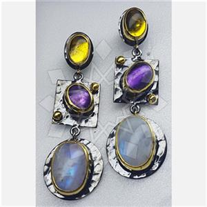 925 Sterling Silver Handmade Artisan Silver  Dangle Earrings