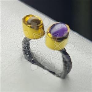 925 Sterling Silver Handmade Artisan Silver  Double Gemstone Rings