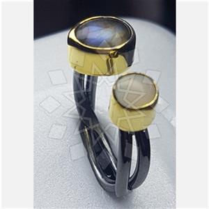 925 Sterling Silver Handmade Artisan Silver  Double Gemstone Rings