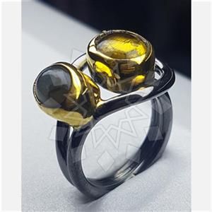 925 Sterling Silver Handmade Artisan Silver  Double Gemstone Rings