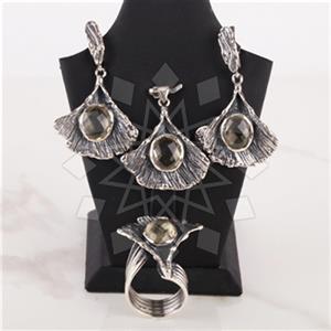 925 Sterling Silver Handmade Artisan Silver  Ring Earring Necklace Sets