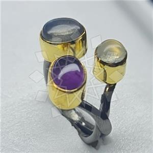 925 Sterling Silver Handmade Artisan Silver  Triple Gemstone Rings