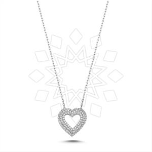 925 Sterling Silver Heart and Love Pendant Necklace