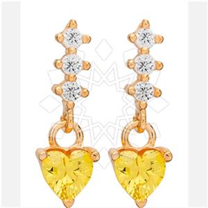 925 Sterling Silver Heart Dangle Earrings