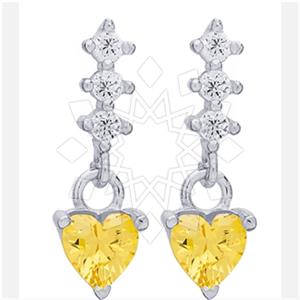 925 Sterling Silver Heart Dangle Earrings