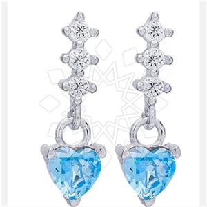 925 Sterling Silver Heart Dangle Earrings