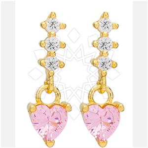 925 Sterling Silver Heart Dangle Earrings