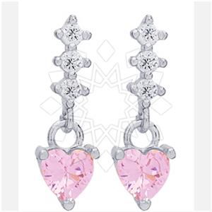 925 Sterling Silver Heart Dangle Earrings