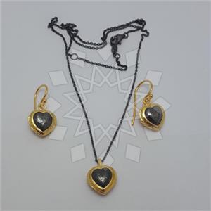 925 Sterling Silver Heart Earrings Necklace Sets