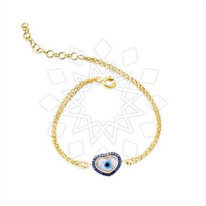 925 Sterling Silver Heart Evil Eye Classic Bracelets