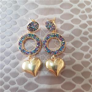 925 Sterling Silver Heart Geometric Hoop Earrings