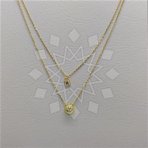 925 Sterling Silver Heart Geometric Keys Modern Dainty Multi Strand Necklace