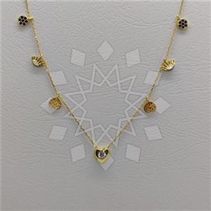 925 Sterling Silver Heart Geometric Minimal Dainty Beaded Necklace