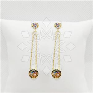 925 Sterling Silver Heart Geometric Minimal Dainty Dangle Earrings