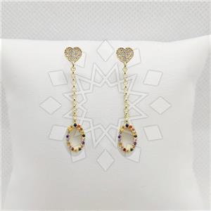 925 Sterling Silver Heart Geometric Minimal Dainty Dangle Earrings