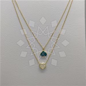 925 Sterling Silver Heart Geometric Modern Dainty Multi Strand Necklace