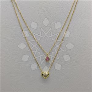 925 Sterling Silver Heart Geometric Modern Dainty Multi Strand Necklace