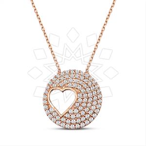 925 Sterling Silver Heart Geometric Pendant Necklace