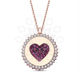 925 Sterling Silver Heart Geometric Pendant Necklace