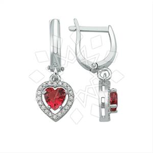 925 Sterling Silver Heart Geometric Single Drop Earrings