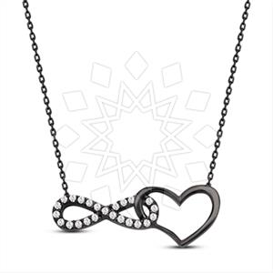 925 Sterling Silver Heart Infinity Pendant Necklace