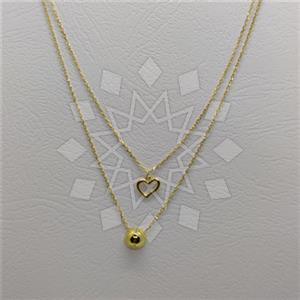 925 Sterling Silver Heart Geometric Modern Dainty Multi Strand Necklace
