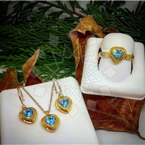 925 Sterling Silver Heart Ring Earring Necklace Sets