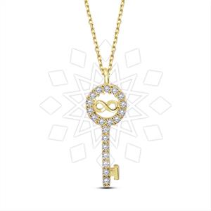 925 Sterling Silver Infinity Keys Pendant Necklace