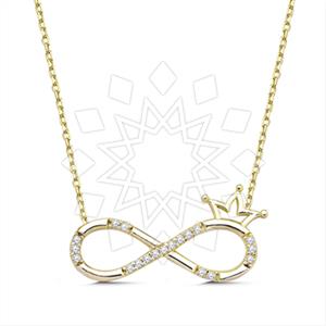 925 Sterling Silver Infinity Princess and Crown Pendant Necklace