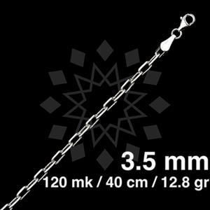 925 Sterling Silver Paperclip Diamond-Cut Necklace 40CM 16 INCH