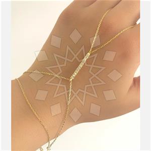 925 Sterling Silver Minimal Dainty Single Finger to Bracelet Hand Jewelry