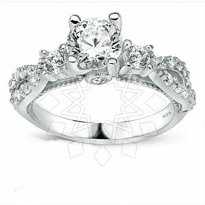 925 Sterling Silver Modern  Engagement and Wedding Rings