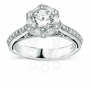 925 Sterling Silver Modern  Engagement and Wedding Rings