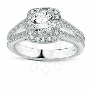 925 Sterling Silver Modern  Engagement and Wedding Rings
