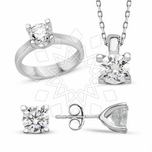 925 Sterling Silver Modern  Ring Earring Necklace Sets