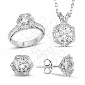925 Sterling Silver Modern  Ring Earring Necklace Sets