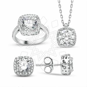 925 Sterling Silver Modern  Ring Earring Necklace Sets