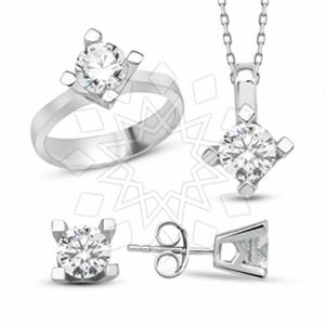 925 Sterling Silver Modern  Ring Earring Necklace Sets